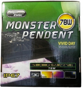 AQUAZONIC Monster LED Planted Aquarium Lighting – 78W Full Spectrum Pendant Light with Sunrise-to-Moonlight Simulation (8000K)