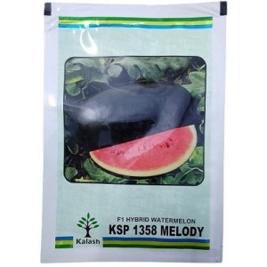 Kalash Seeds F1 KSP 1358 MELODY – Hybrid Watermelon Seeds, Oblong Sweet Fruit (10 gm Pack)