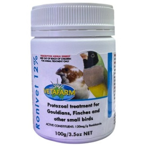 Vetafarm Ronivet – Canker & Protozoal Parasite Treatment for Small Birds (100g)