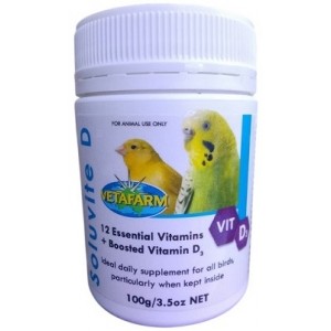 Vetafarm Soluvite D – Complete Multivitamin with Extra D3 for Cage Birds (100g)